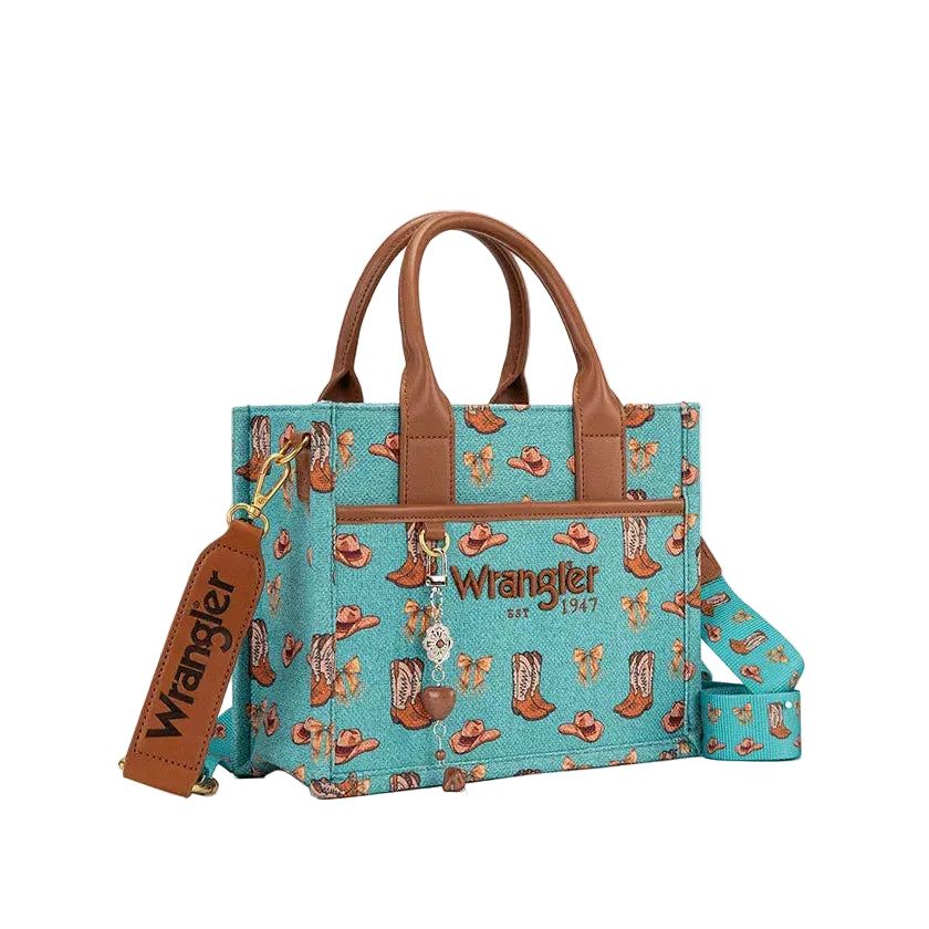 Wrangler Rodeo Icons Canvas Tote - Turquoise