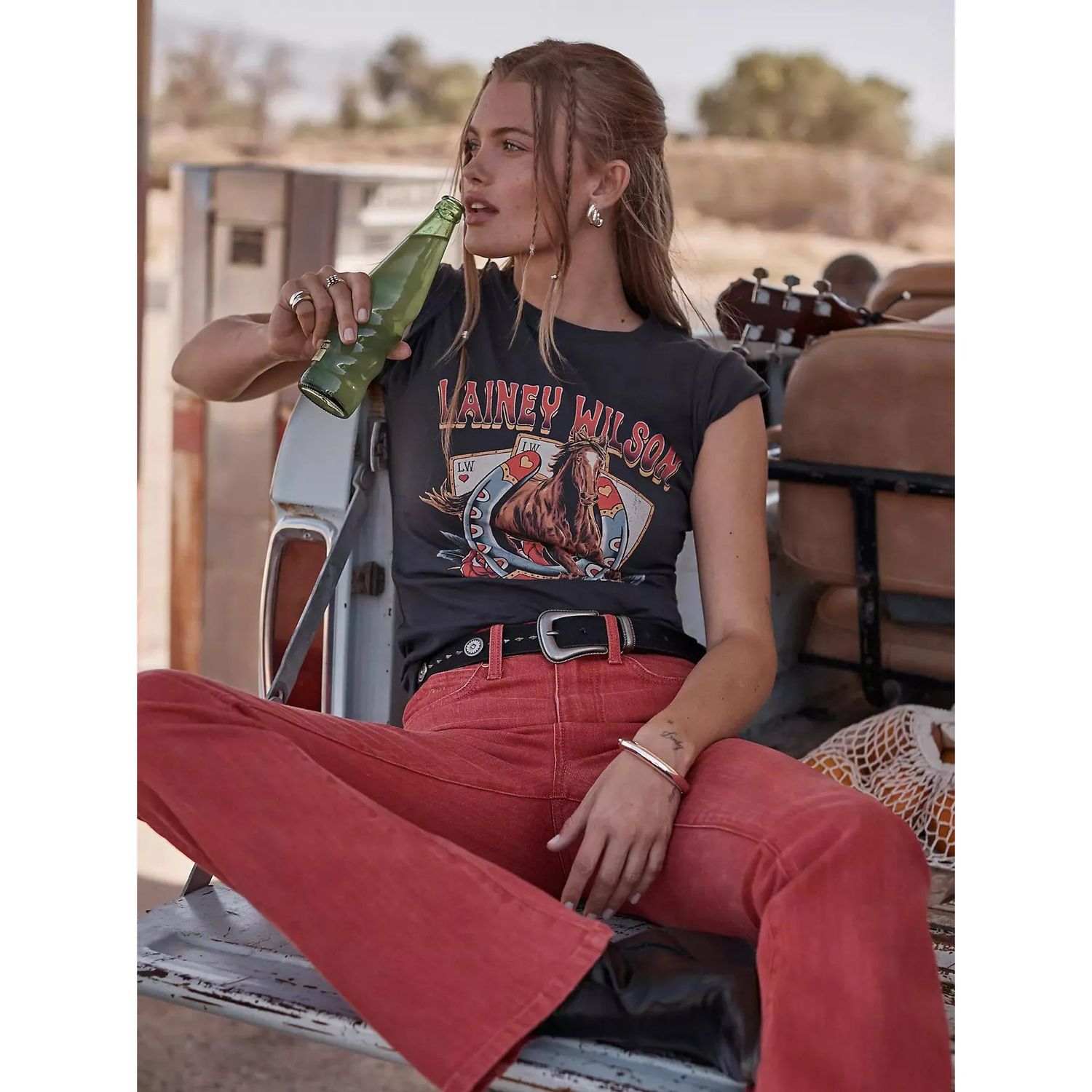 Wrangler Women's Lainey Wilson On Deck Tee Shirt - Black