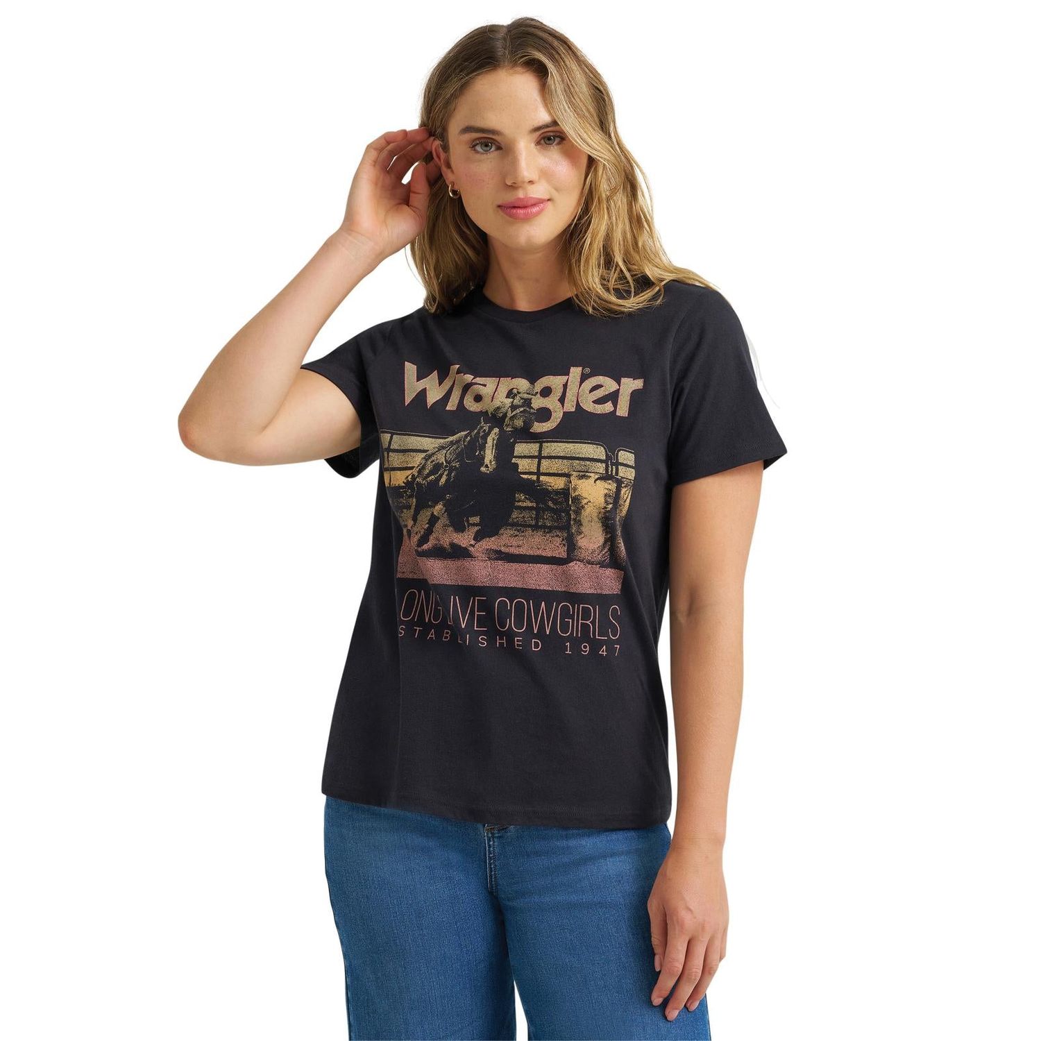Wrangler Women's Retro Graphic Short Sleeve Tee Shirt- Black Beauty