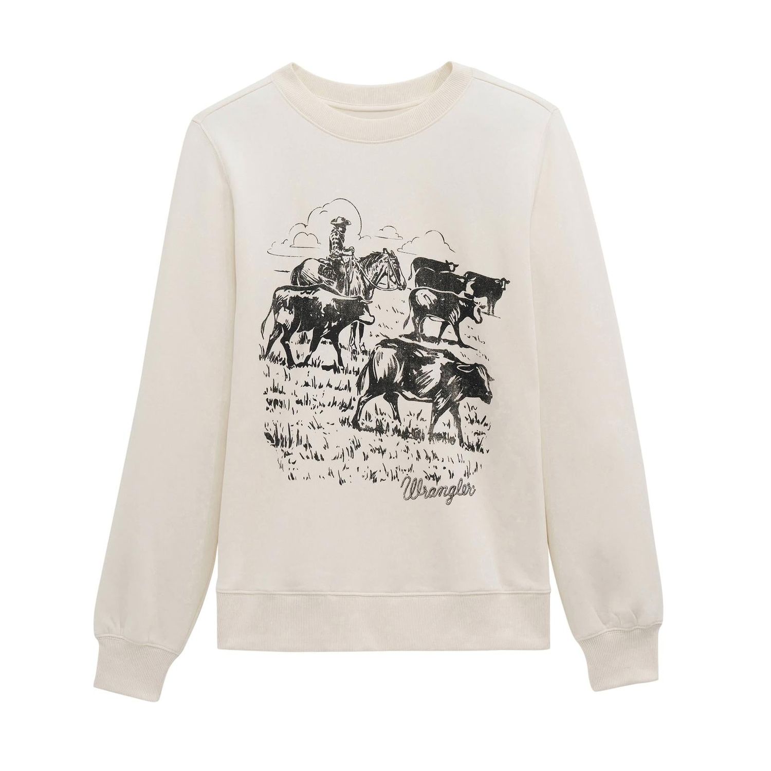 Wrangler Women's Retro® Crew Fleece Delle Long Sleeve Top - Egret