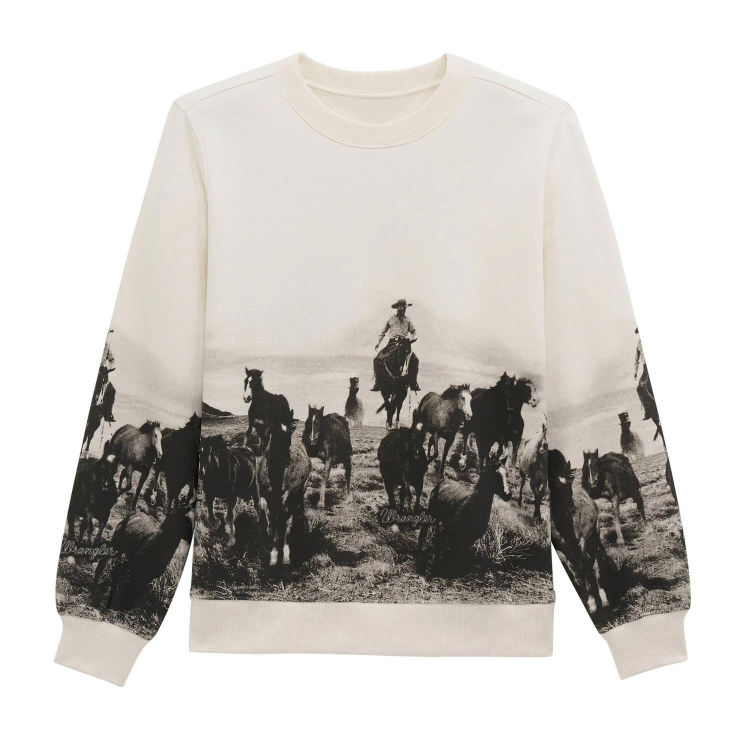 Wrangler Women's Retro® Crew Fleece Rounders Long Sleeve Top - Egret
