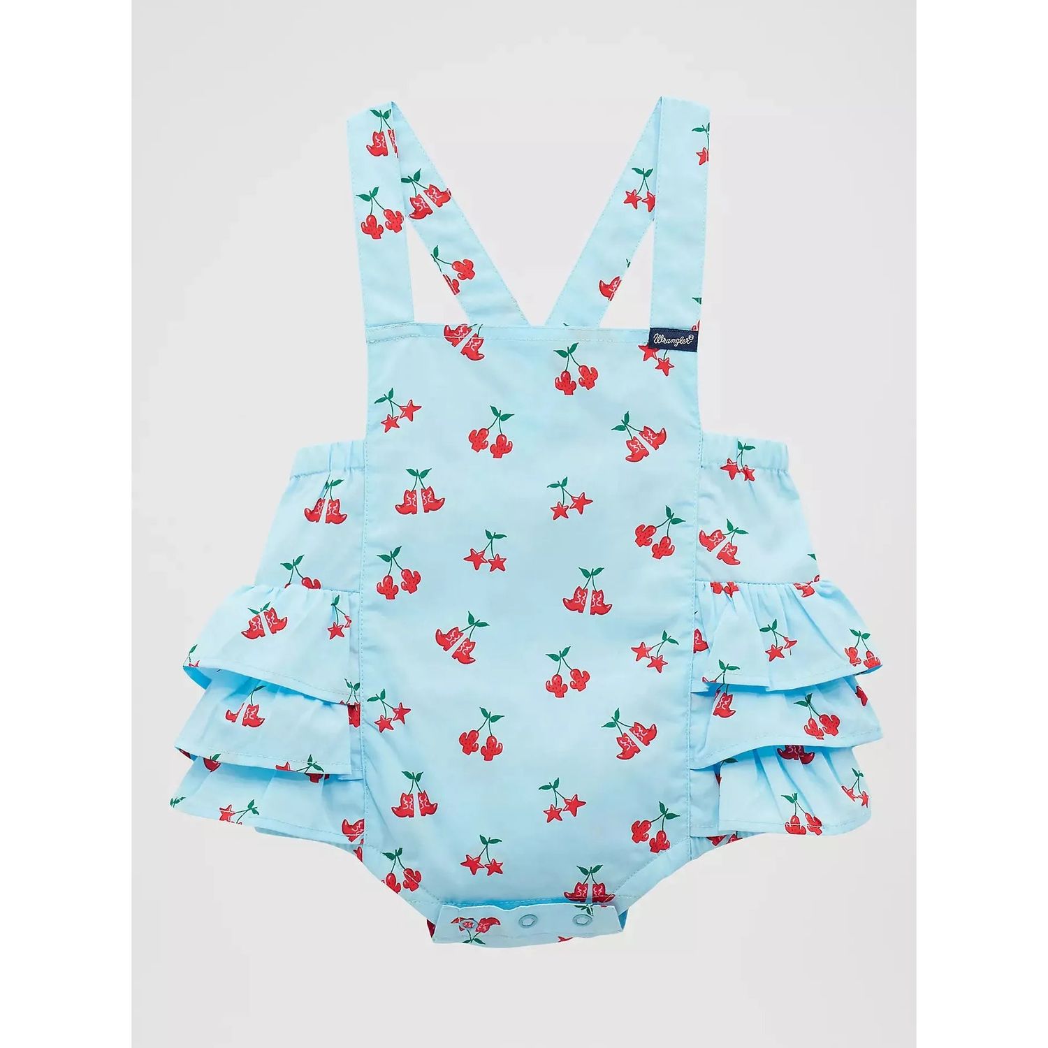 Wrangler® Baby Girl's Western Printed Ruffle Onesie/Bodysuit - Blue