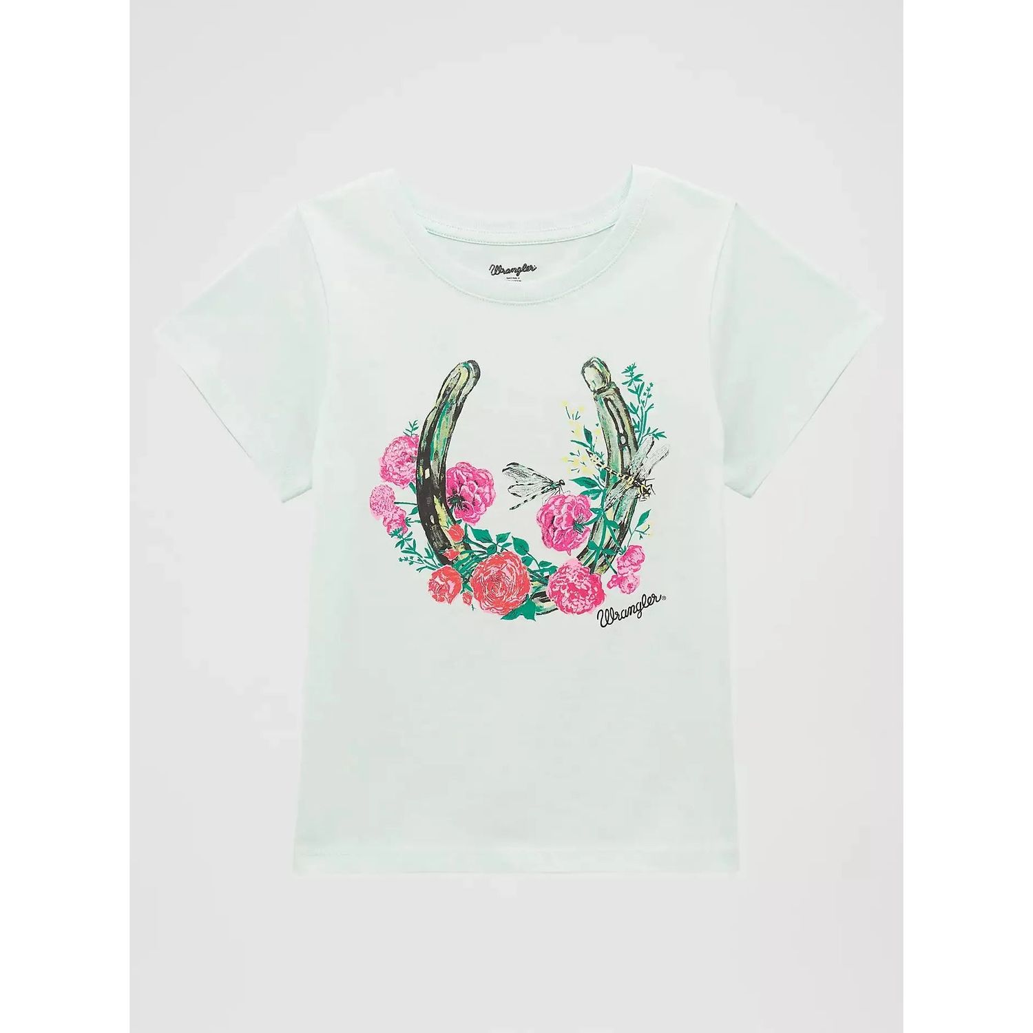 Wrangler® Girl's Horseshoe Floral Graphic Tee Shirt - Blue