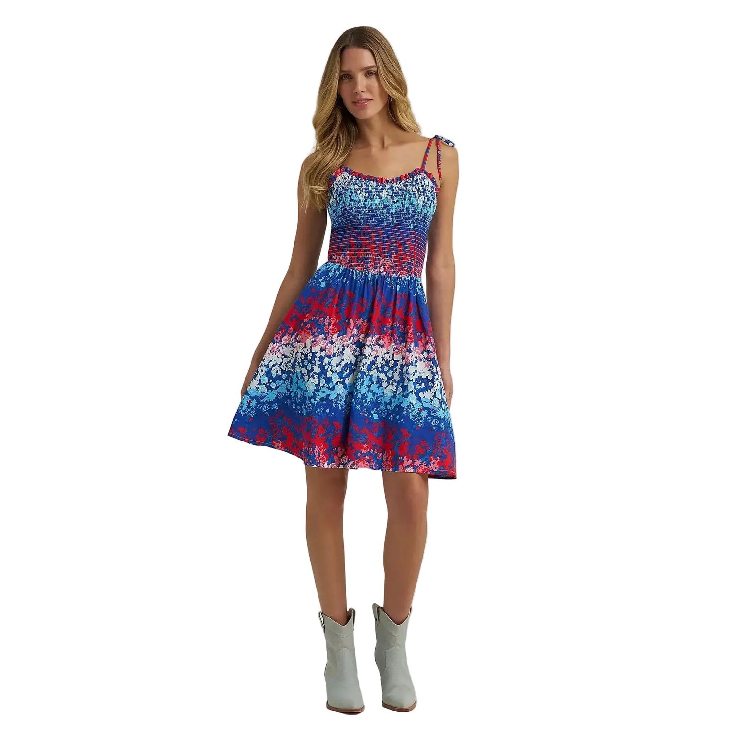 Wrangler® Women's Tie Americana Smocked Dress - Blue
