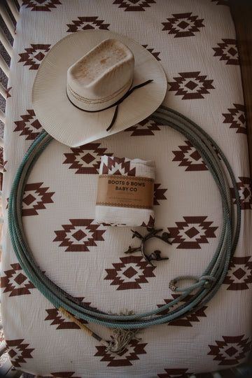 Boots &amp; Bows Aztec Crib Sheet