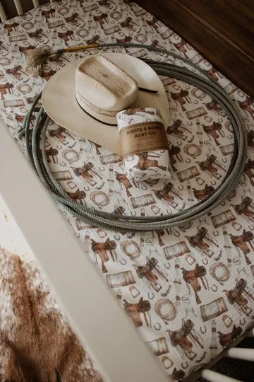 Boots &amp; Bows Tack Room Crib Sheet