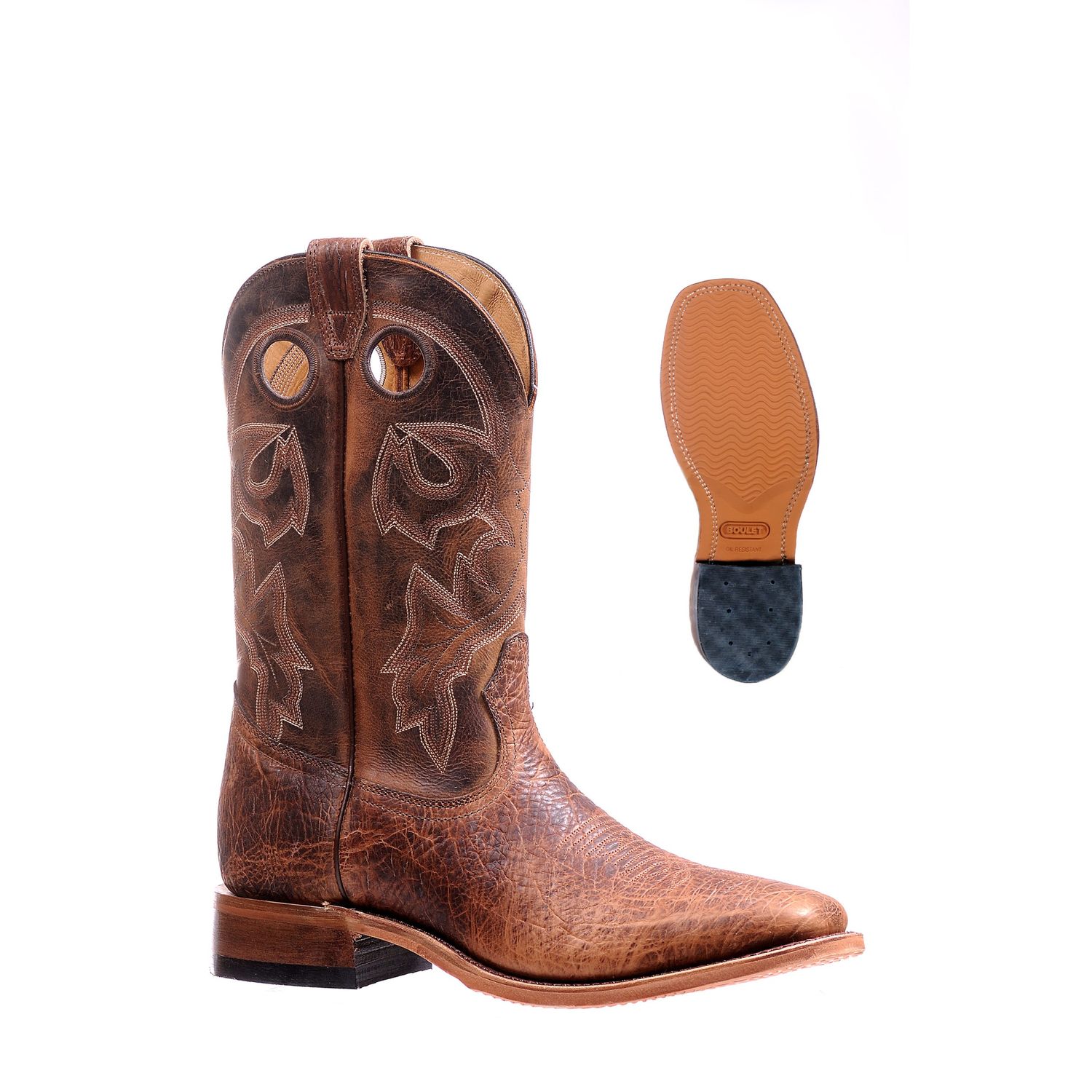 Boulet Men's Wide Square Toe Western Boots - Bison Shrunken Bomber/Virginia Mesquite - 7238-3E