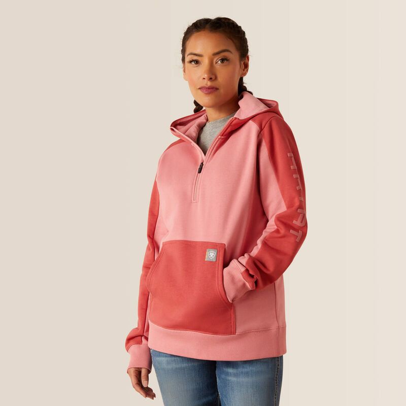 **Ariat Women's Rebar Color Blocked 1/2 Zip Hoodie