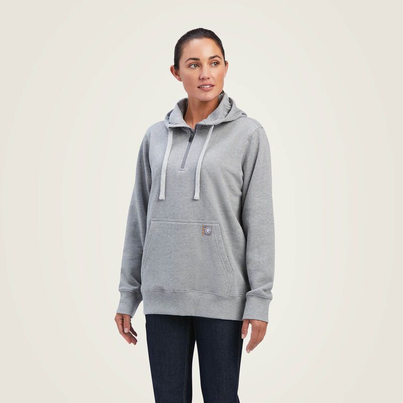 **Ariat Women's Rebar Skill Set 1/2 Zip Hoodie - Heather Grey
