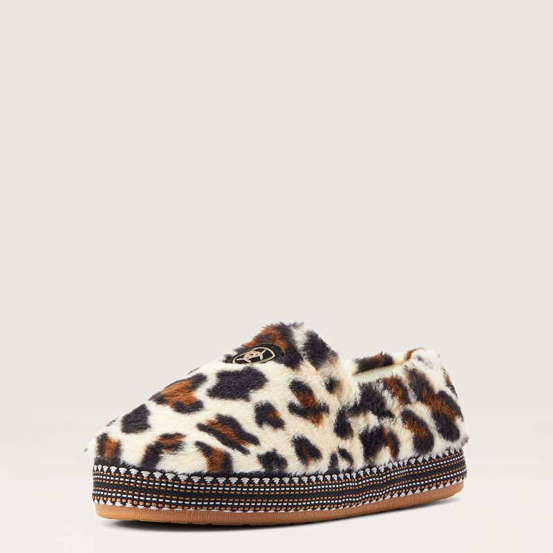 **Ariat Women's Snuggle Slippers - Fuzzy Cream Leopard Print**FINAL SALE**