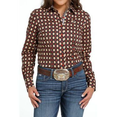 **Cinch Women's Long Sleeve Printed Button-Down Western Shirt - Navy**FINAL SALE**