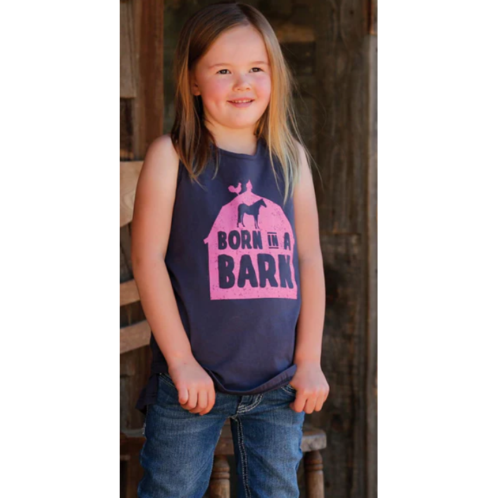 **Cruel Girl Girl's "BORN IN A BARN" Racer Tank - Charcoal**FINAL SALE**