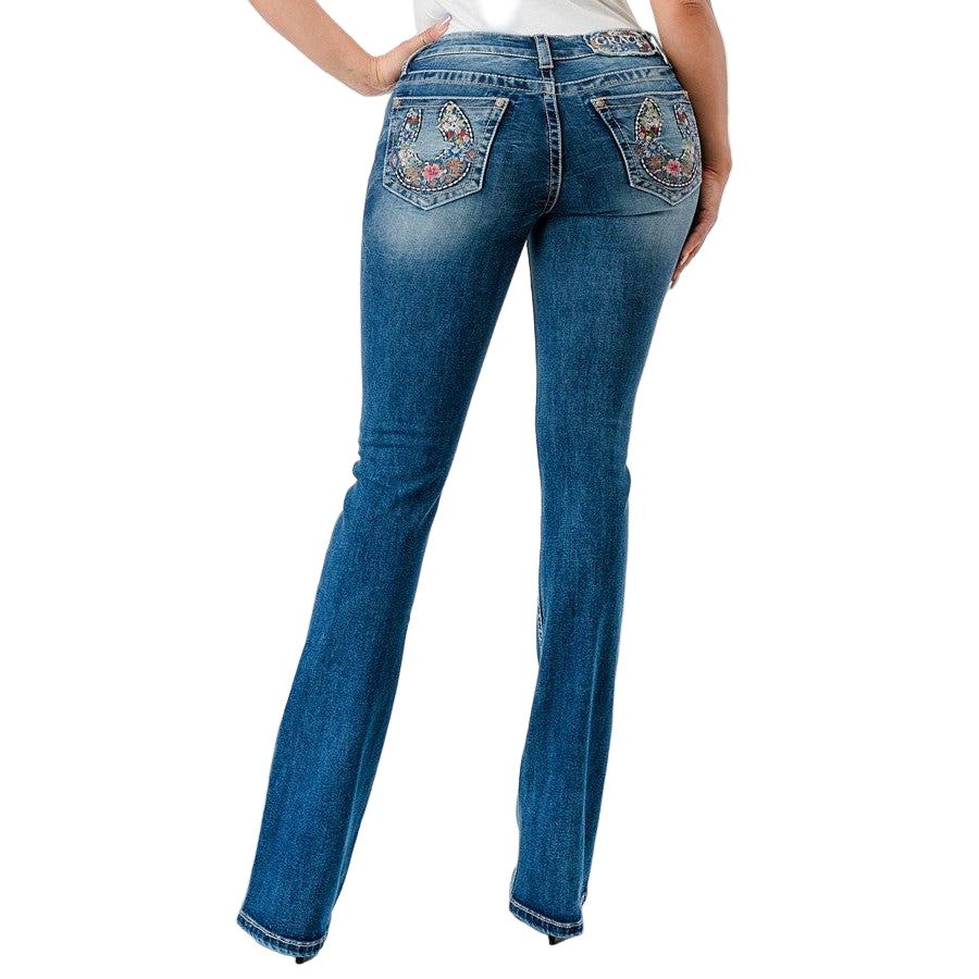 **Grace in LA Women's Jeans - Horseshoe Floral