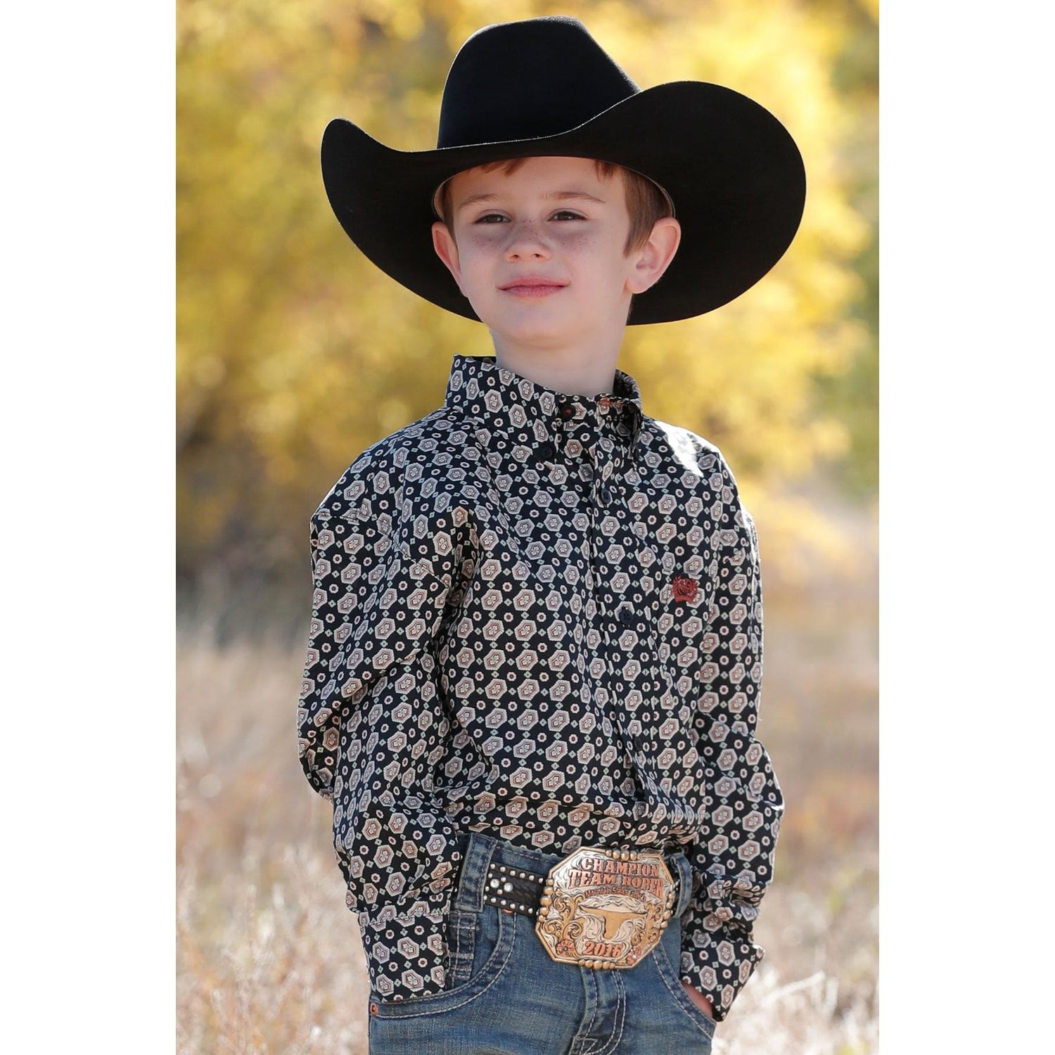 **Cinch Kid's Long Sleeve Buttondown Shirt - Black**FINAL SALE**