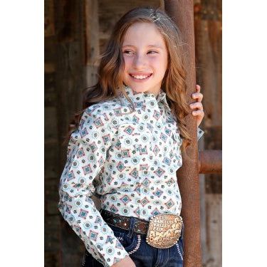 **Cruel Girl Girls LS Print Western Shirt Light Blue**FINAL SALE**