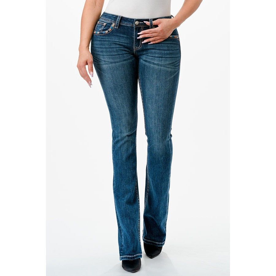 **Grace in LA Easy Boot Jeans - Steer Head Print