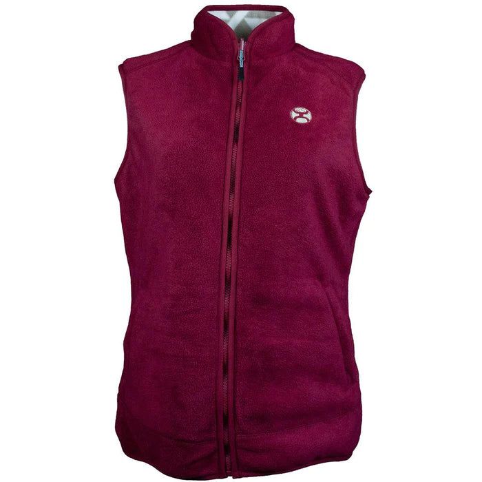 **Hooey Ladies Reversible Fleece Vest Burgundy w/Cream Pattern** FINAL SALE**