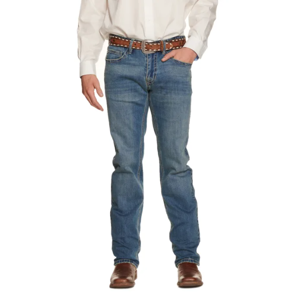 **Hooey Mens Revolver Slim Straight Curvy Logo Jeans - Medium Wash
