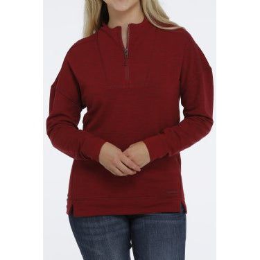 **Cinch Womens French Terry Pullover-Heather Red**FINAL SALE**