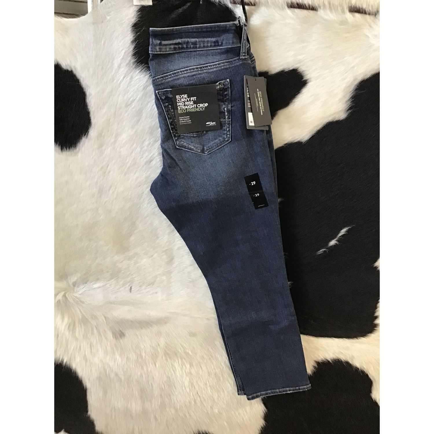 **Silver Elyse Straight Crop Jeans