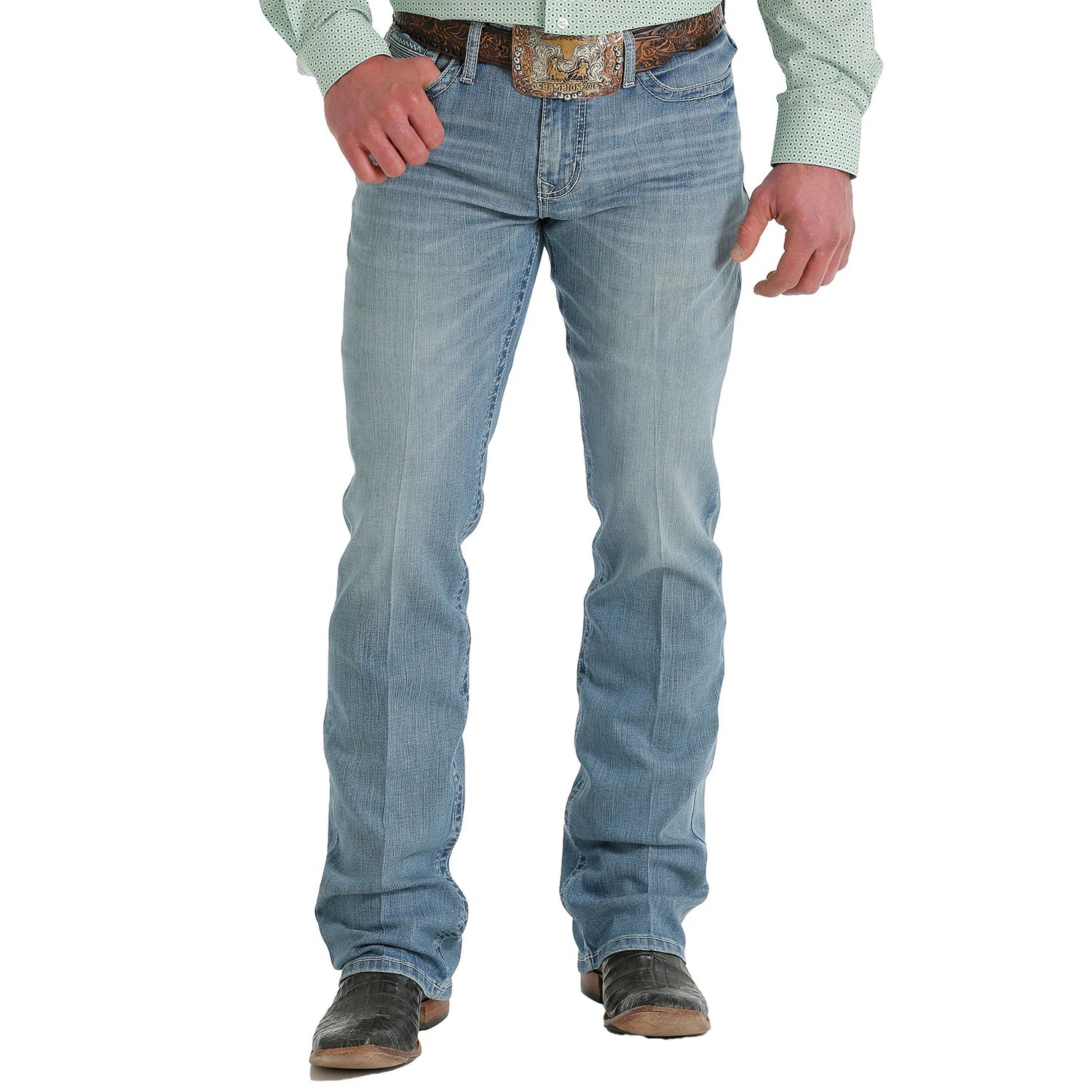**Cinch Mens Ian Slim Bootcut Jeans - Light Stonewash ** FINAL SALE**