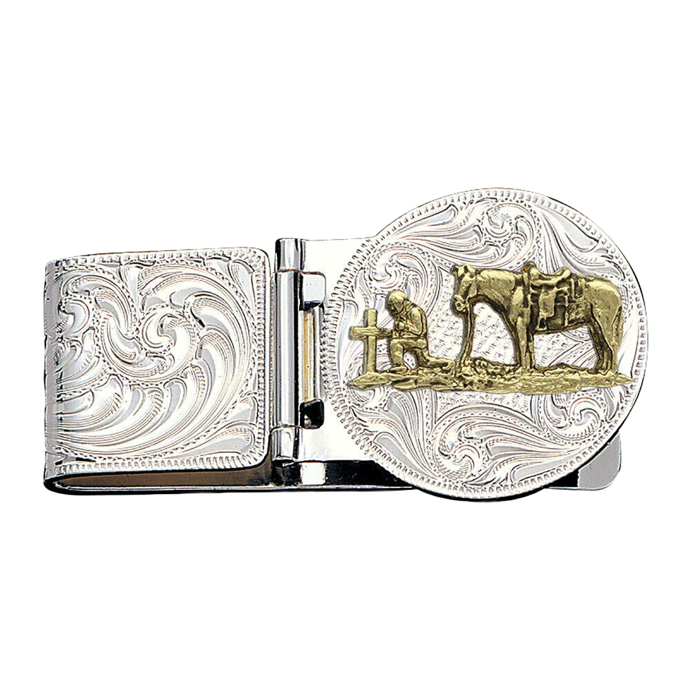 **Montana Silversmith Money Clip 2T Hinged w/Cowboy Reflections
