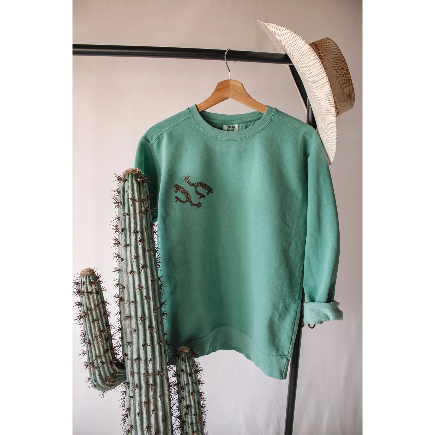The Branded Roan Apparel Spur Em' Crew Neck-Seafoam *NEW*