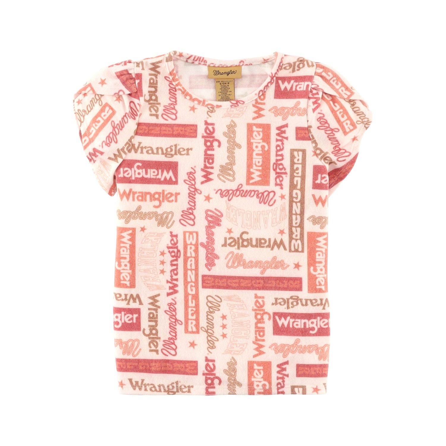 **Wrangler Girl's Graphic Short Sleeve Knit Logo Top - Pink**FINAL SALE**