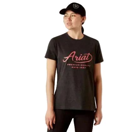 **Womens Rebar Cotton Strong Worldwide Short Sleeve Tee Shirt - Charcoal Heather