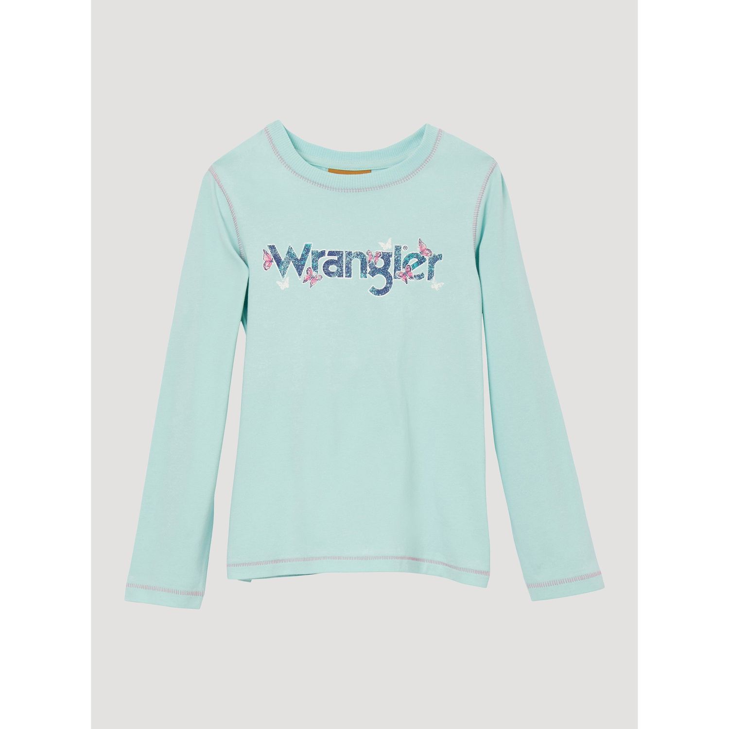 **Wrangler Girl's Long Sleeve Graphic Logo Shirt - Mint**FINAL SALE**