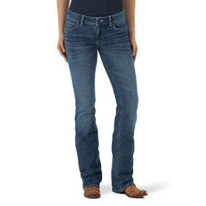 **Wrangler Women's Retro Mae Mid Rise Bootcut Jeans - Dark Stonewash