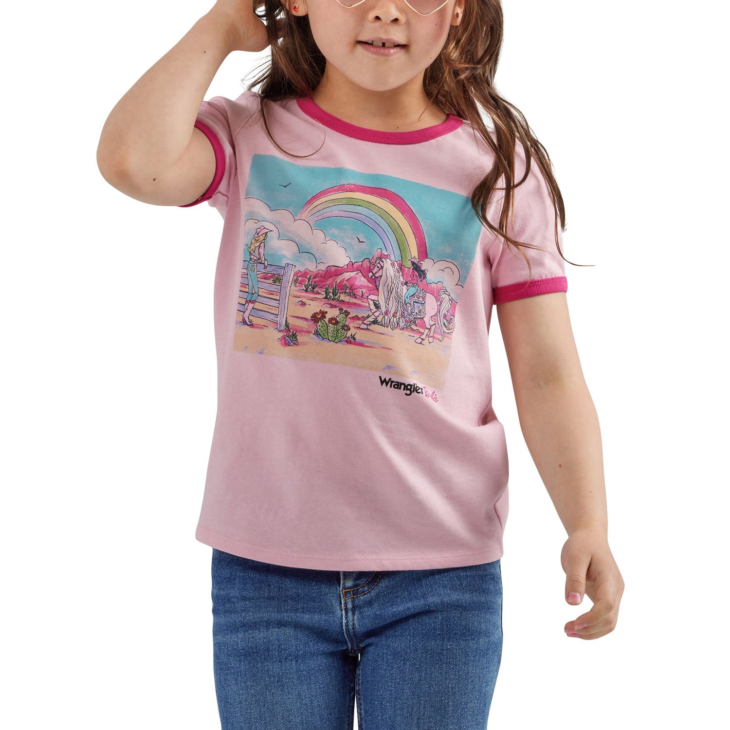 **Wrangler X Barbie Girl's Ringer T-Shirt - Pink**FINAL SALE**