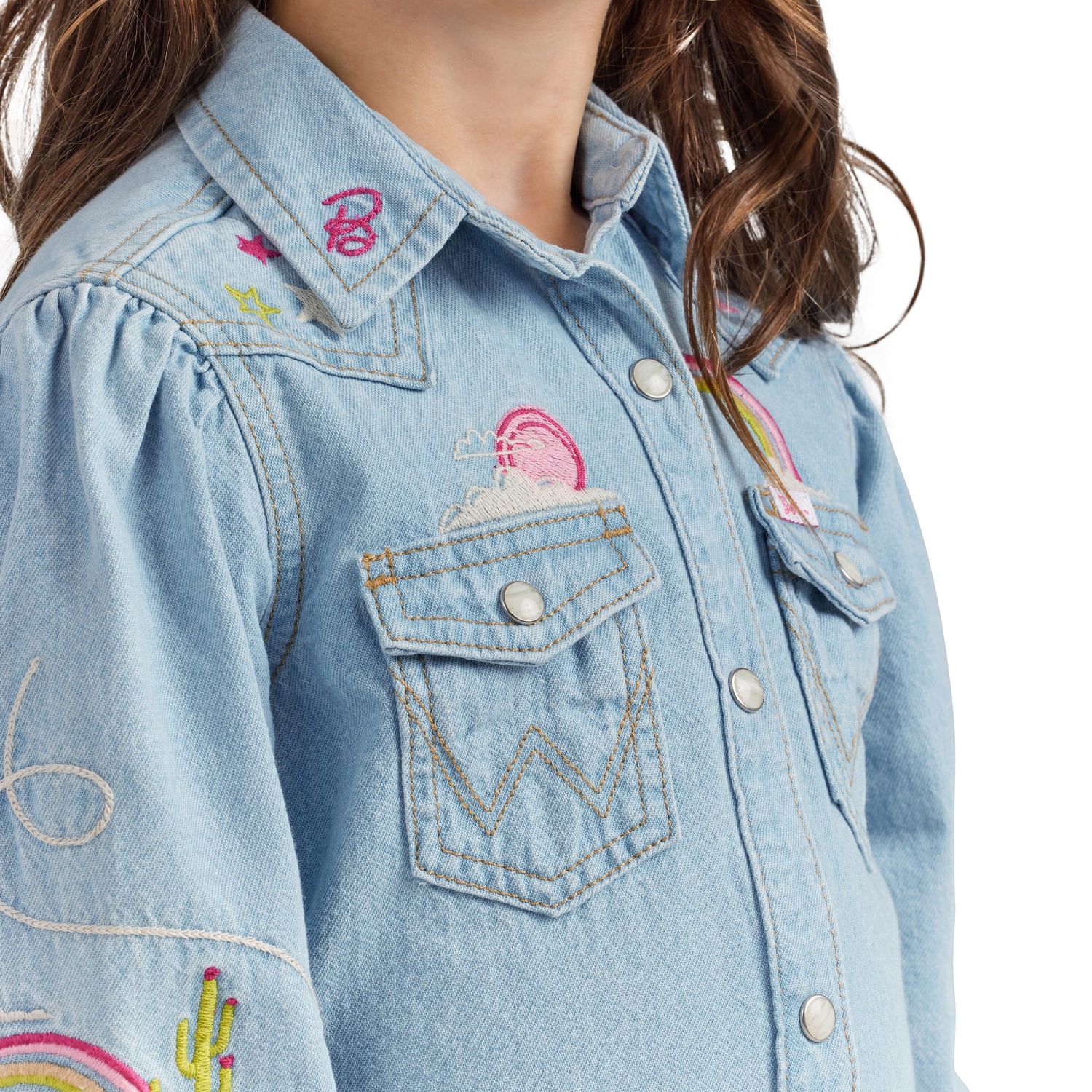**Wrangler X Barbie Girl's Denim Shirt - Light Wash**FINAL SALE**