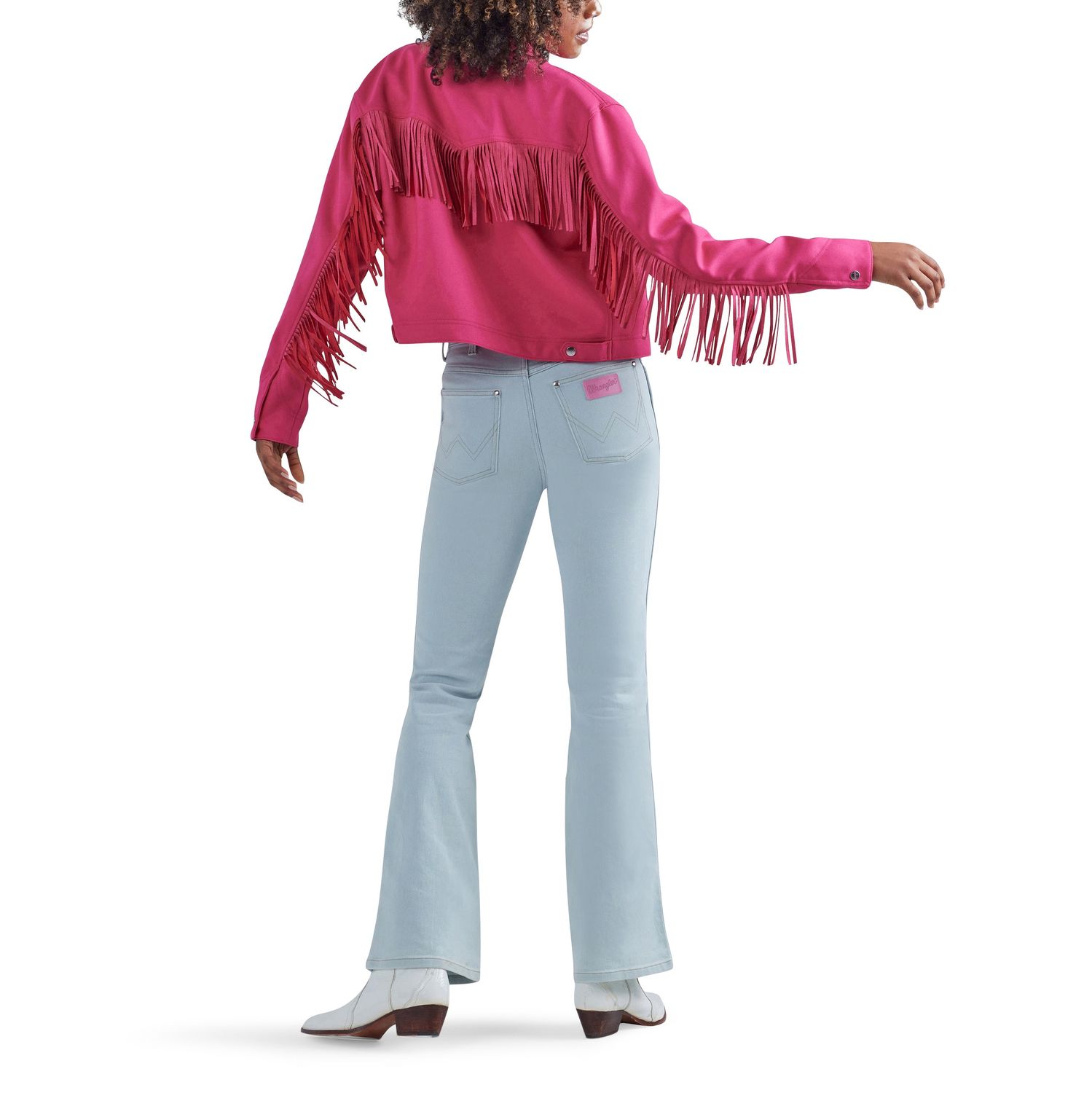 **Wrangler X Barbie Women's Fringe Wrancher Jacket - Pink**FINAL SALE**