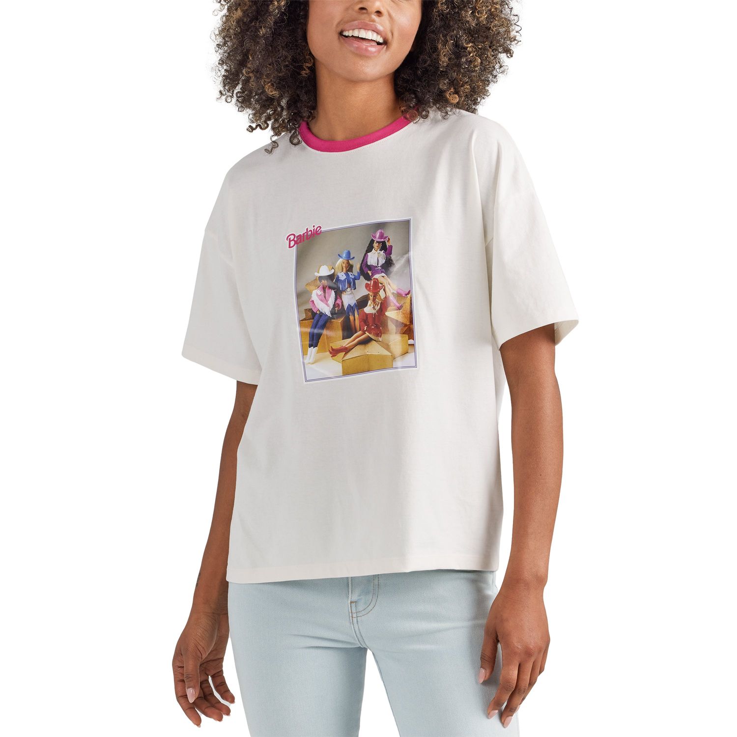**Wrangler X Barbie Women's Girlfriend Ringer T-Shirt - White**FINAL SALE**