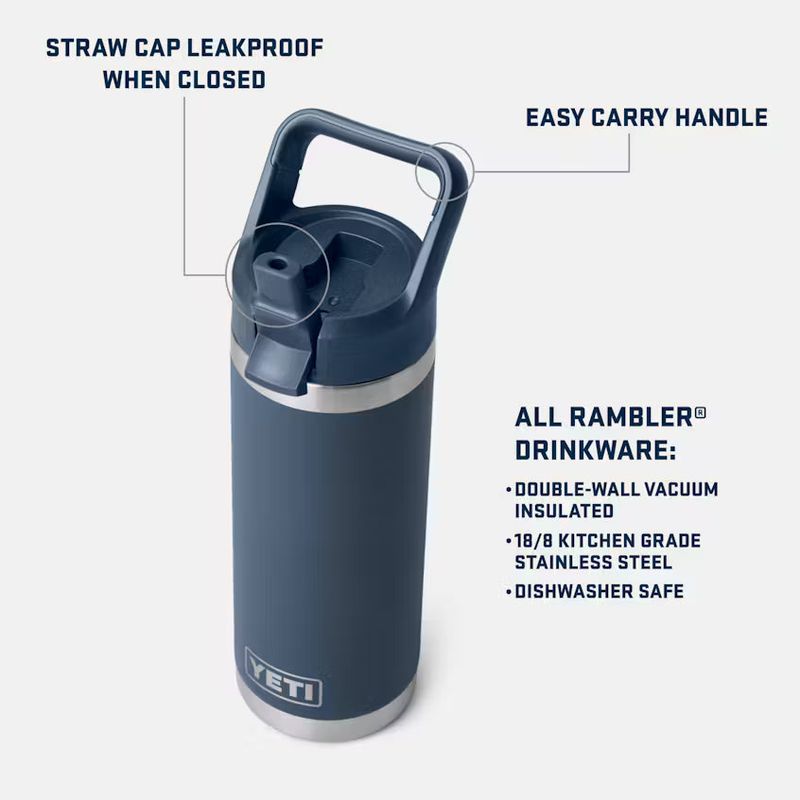 YETI Rambler 532 mL Water Bottle with Straw Cap
