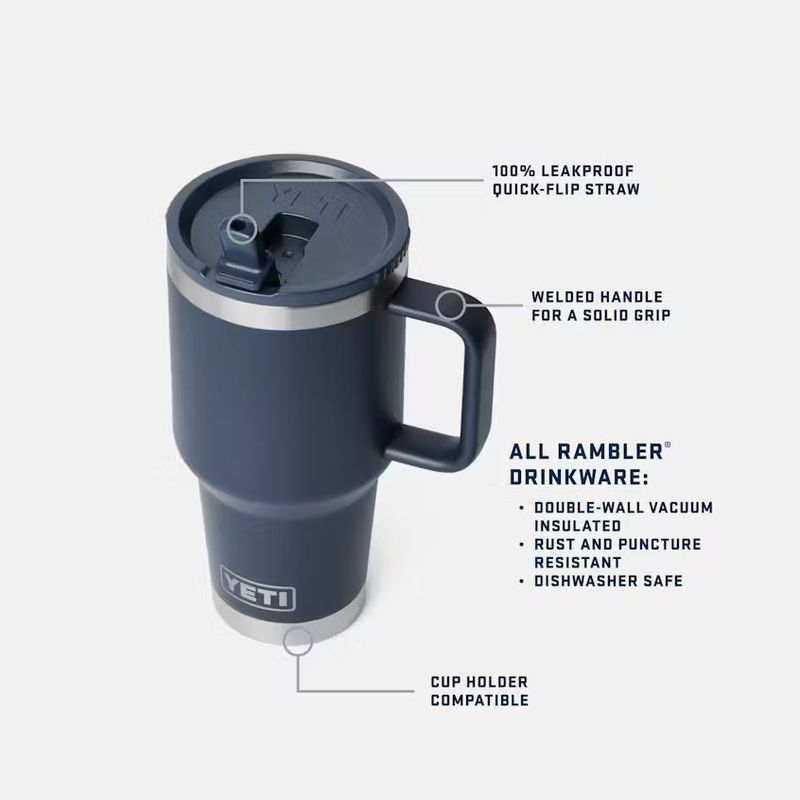 YETI Rambler 887 mL Travel Straw Mug with Straw Lid