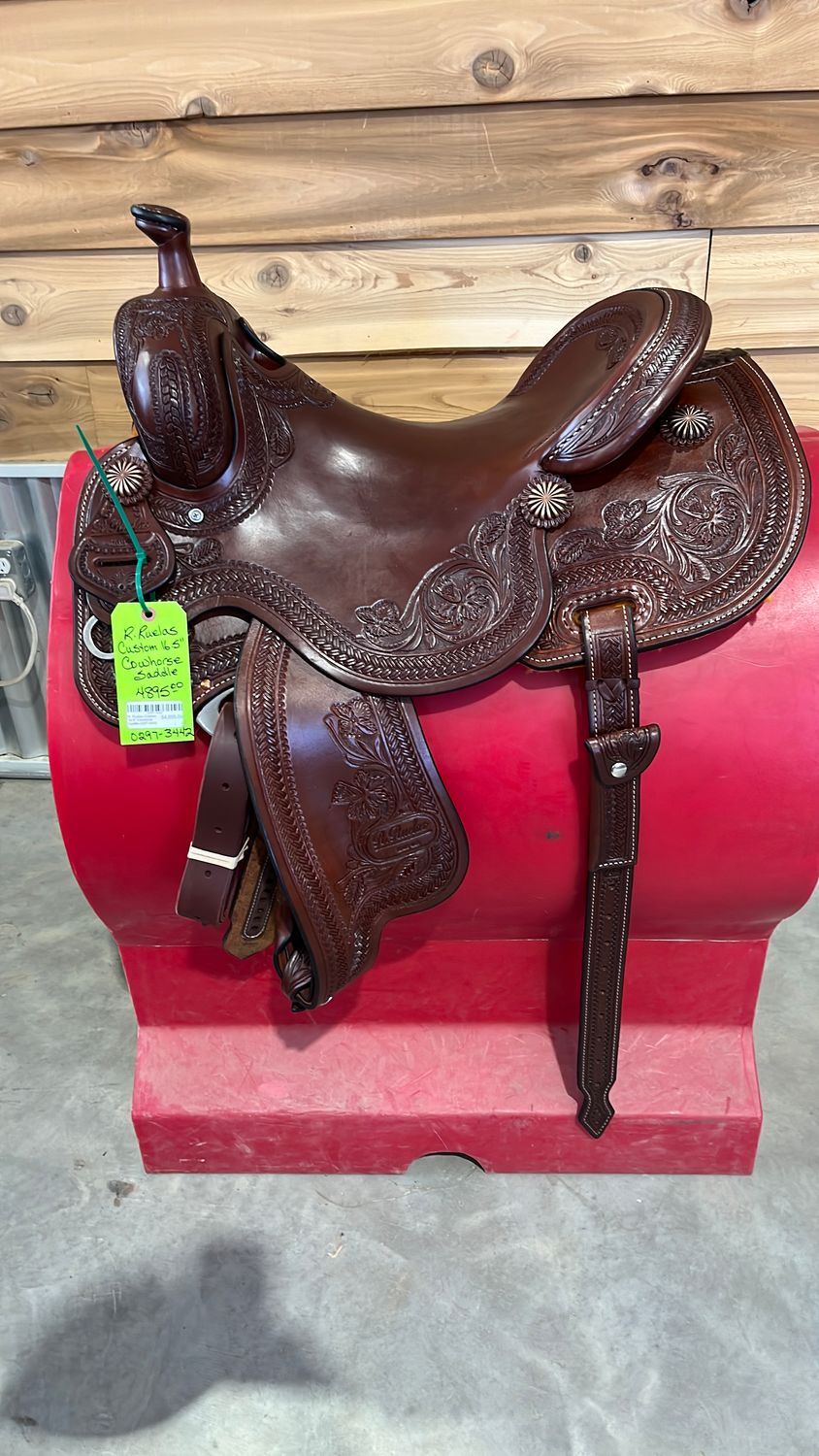 R. Ruelas  Custom 16.5" Cowhorse Saddle-0297-3442