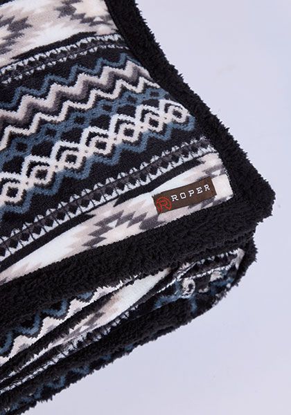 Roper Aztec Fleece Blanket- Black