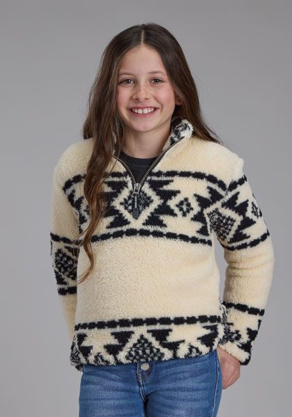 Roper Girl's Long Sleeve Fleece Jacket- Black