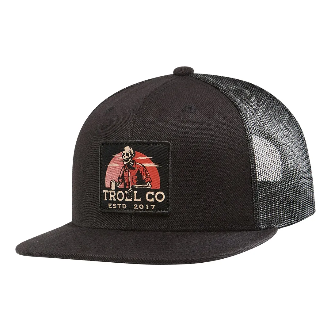 Troll Co Riser Flat Brim Trucker Hat - Black