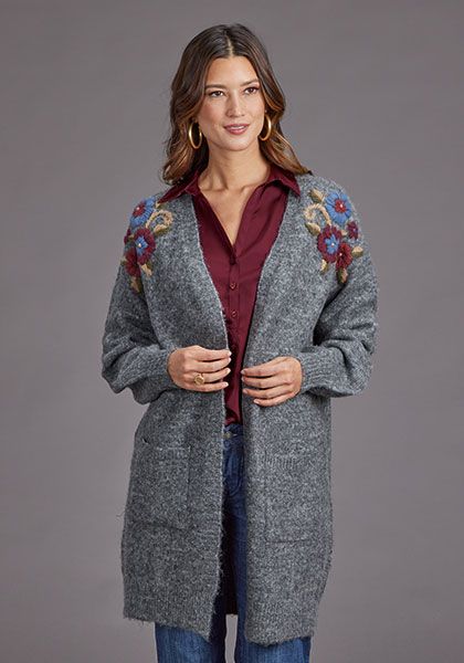 Stetson Women's Long Sleeve Sweater- Grey