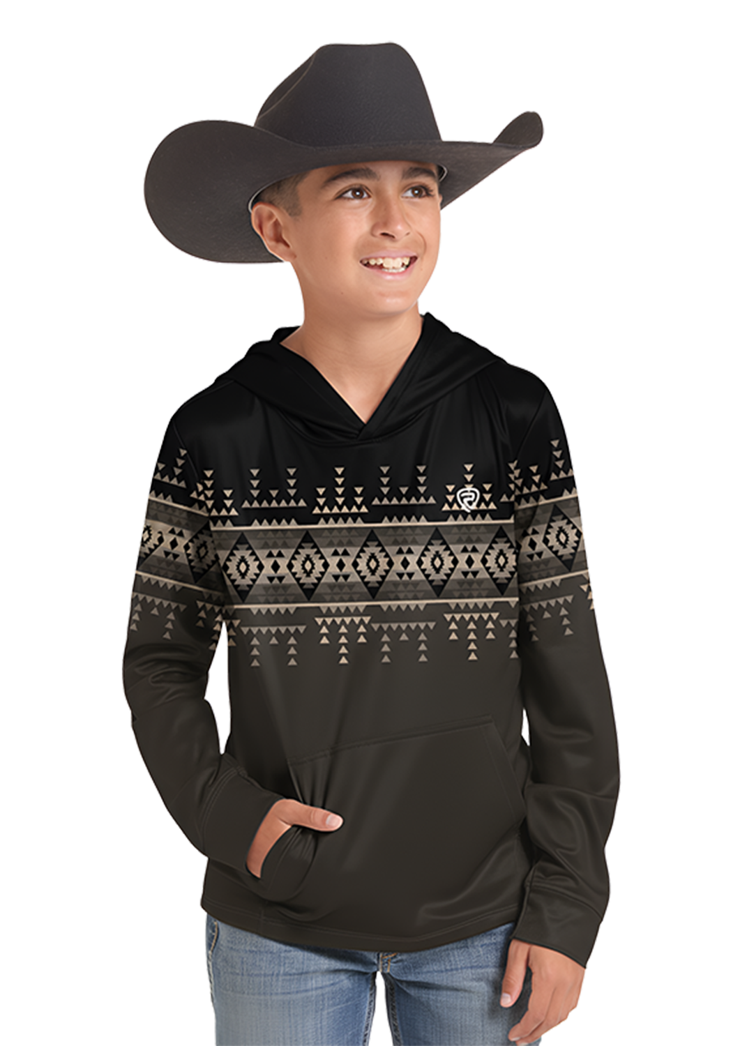 Rock &amp; Roll Boy's Border Printed Performance Hoodie