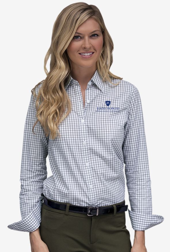 Women's Check Button-Up — Gray/White
