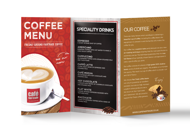 Cafe Fairtrade Drinks Menu x30