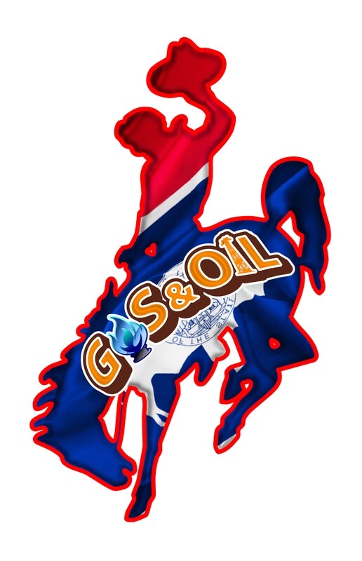 Wyo Sticker - Gas &amp; Oil Bucking Horse (3in X 5in)