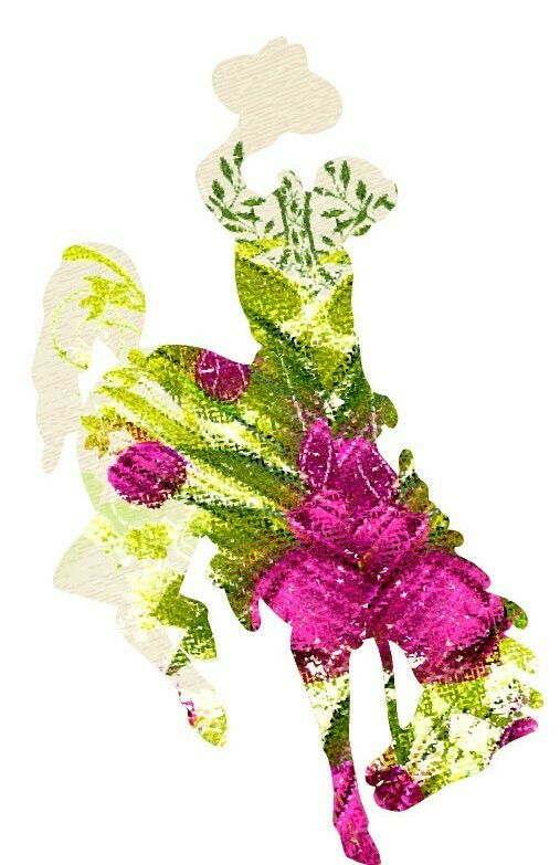 Wyo Sticker - Bucking Horse Floral1 (4in X 6in)