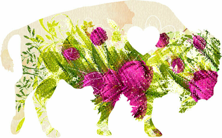 Wyo Sticker - Buffalo Floral1 (6in X 4in)