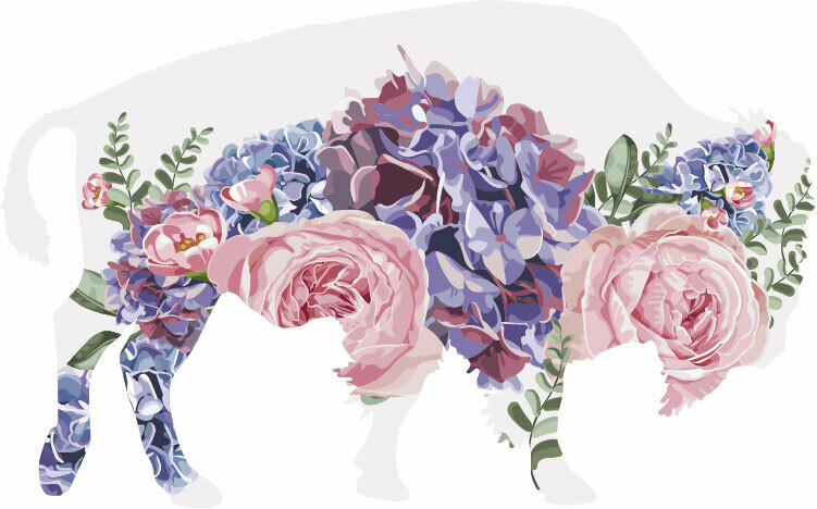 Wyo Sticker - Buffalo Floral3 (6in X 4in)