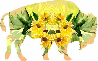 Wyo Sticker - Buffalo Floral4 (6in X 4in)